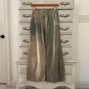 Olive Acid Wash Linen Pants